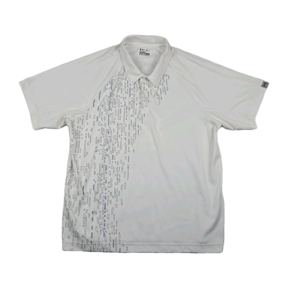 Under Armour Heat Gear Men's Size‎ XL Fitted White Polo Shirt Short Sleeve